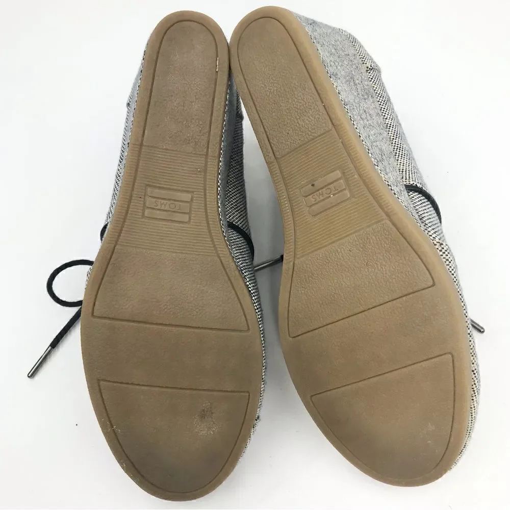 Toms KALA Beige Gold Black Sparkle Tweed Lace Up Wedge Heel Shoes